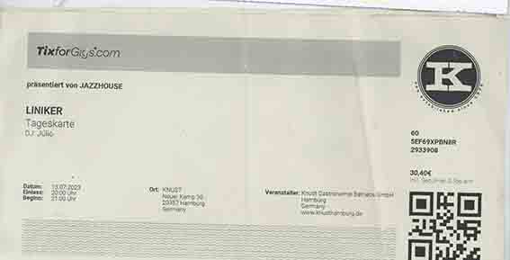 liniker concert ticket selfprinted
